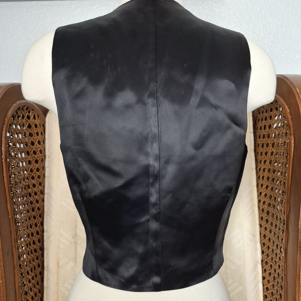 Vintage Black Silk Look Vest 1990s Minimalist Chic Sleeveless Top - Picture 2 of 8